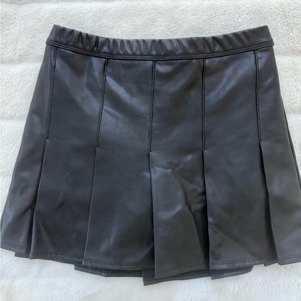 Abercrombie Kids Black Faux Leather Mini Skirt